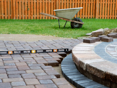 When,Building,A,Patio,Prepare,To,Use,Level,And,Barrel